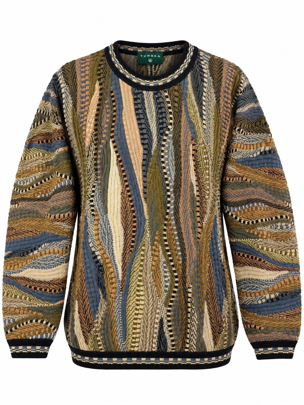 Vintage Tundra Canada Sweater XL Cotton 3D Knit Style Geometric Grandpa Core